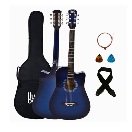 Image of BLUEBERRY B-D38, Acoustic Guitar Kit Inbuilt Truss Rod with Bag, Strap, One Pack Strings And Picks - 38 Inch (Blue)