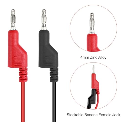 Fousenuk Krokodilklemmen Mit Kabel + Prüfsonden, Messspitzen Multimeter, Bananenstecker, Messleitung, Messleitungen, Krokodilklemme, Prüfspitzen Stecker, für Digital Multimeter Elektrische Prüfung