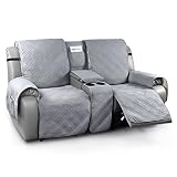 TAOCOCO Loveseat Recliner Cover with Center Console, 100% Waterproof Pet Cover for Dual Recliner wit