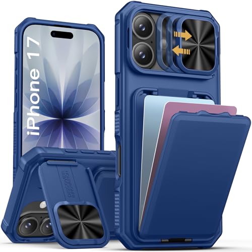 Image of SSLOTSCASE for iPhone 17 Case with Stand & Credit Card Holder, Blue