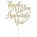 Thank You We Appreciate You Cake Topper, Appreciation Cake Decorations, Thank You for All You Do, Teacher Nurse Appreciation Graduation Party Decorations (Gold Glitter)