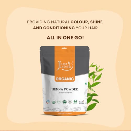 Just Jaivik Henna Powder (Lawsonia Inermis) for Hair - 100% Natural, USDA Certified Organic by OneCert Asia, No Chemicals or Additives, 227 Gms / 0.5 LB/ 8 Oz - Thumbnail 5