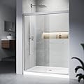CARVMPIN Shower Door - 44-48" W x 72" H Double Sliding Frame Shower Door with 1/4" (6mm) Tempered Glass - Adjustable with with Soft-Close?Brushed Nickle?