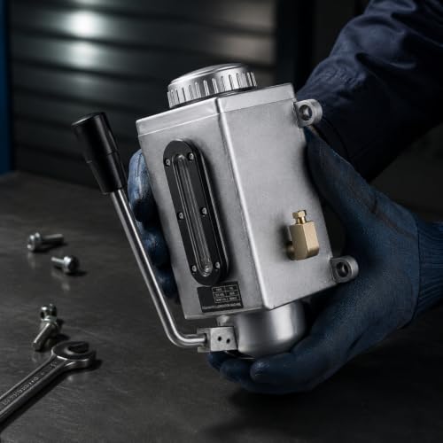 Image of AUNMAS Manual Lubrication Pump 500CC with Dual Outlet, CNC Machine Oil Pump for Milling Drilling Cutting Equipment