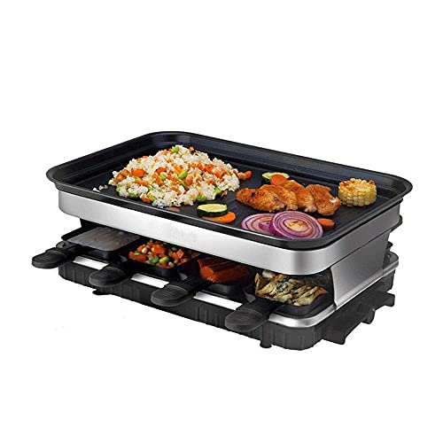 MOLVUS Barbecue Grill Electric Teppanyaki Table Grill, Non-Stick Griddle 5 Files with Adjustable Temperature, BBQ Hot Plate Barbecue - Large Electric Health Grill