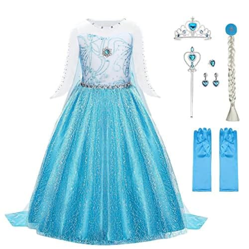 URAQT Mädchen Prinzessin Kostüm, Kinder Kleid 6-teiliges Set...