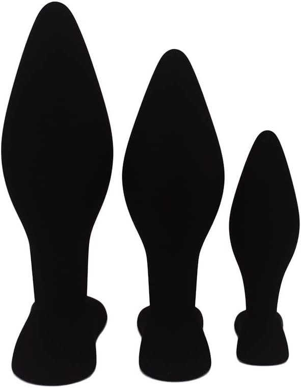 Anal Sex Trainer 3PCS Kit Black Silicone Butt Plugs