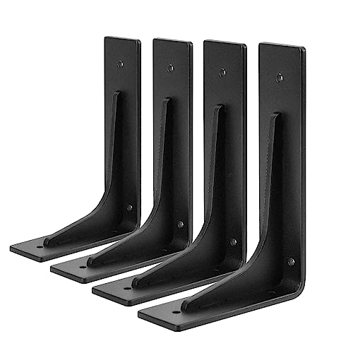 PICESA 6"x 4"Shelf Brackets,L Shelf Bracketsn, Vertical Angle, Premium Alloy Metal Heavy Duty Shelf Bracket, high Strength Mounting Hardware Included, Corner Brace Joint,Pack of 4. (6 inch L+Beam)
