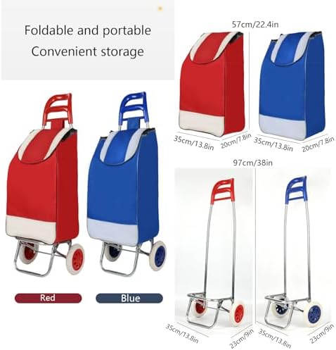 Foldable Shopping Cart with Wheels - Lightweight Durable Grocery Trolley for Errands, Outdoor Activities & Seniors - Compact Design for Easy Storage & Maximum Convenience