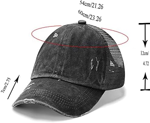 Criss Cross Hat Washed Distressed Baseball Cap Ponytail Hat High Messy Bun Ponycap for Women - Image 2