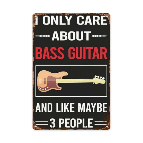 Room Wall Decor 3 People Bass Guitar Retro Signs Metal Vinta