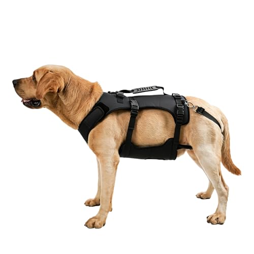 COODEO Hundegeschirr, Ganzkörperstütze und Erholungsweste, verstellbar und atmungsaktiv, für ältere, behinderte, gelenkverletzte, arthritische und gelähmte Hunde. (Schwarz, L)