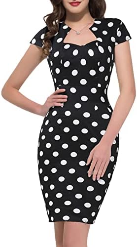 Short Vintage Dresses for Special Occasion Polka Dot Black M CL7597-3