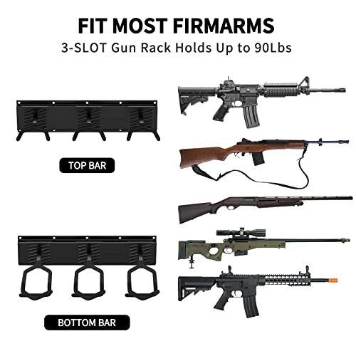 Unitedpower Gun Rack Wall Mount, Metal Shotgun Rack Indoor, Adjustable Rifle Storage Holder With Soft Padding, Vertical Gun Display Stand (3 Slot) #TOP1