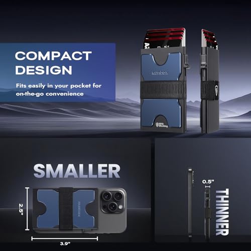 Image of RUNBOX Slim Wallet for Men, RFID Aluminum Pop-Up Card Holder for 12 Cards