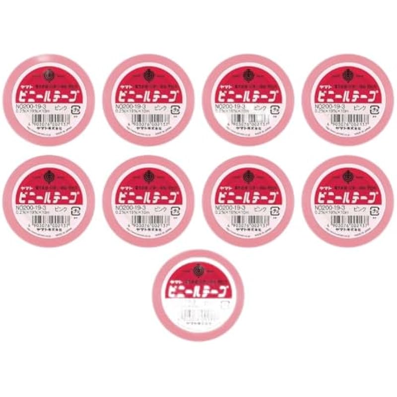 야마토 비닐 테이프 19mm폭 10롤 NO200-19-3-10PR 핑크