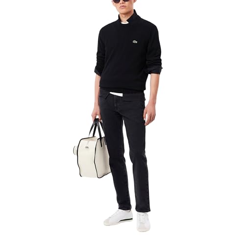 Lacoste Herren Langarm Rundhalsausschnitt Baumwolle Jersey Pullover, Schwarz, Mittel – Ansicht 5