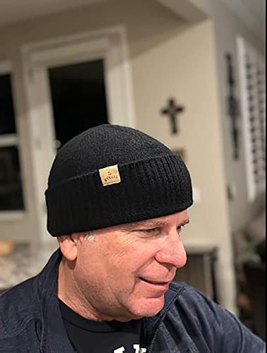 Hysnan Cashmere Beanie Hats For Men Women Slouchy Cuffed Knit Skull Cap Boys Girls Winter Hat Thanksgiving Black #TOP4