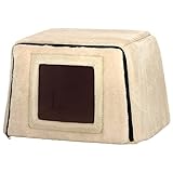 PetStyle 犬 猫 ベッド ハウス 2WAY ペットベッド ペットハウス キューブハウス 冬用 折りたたみ ドーム マット 猫ハウス 犬ハウス 室内 冬 ふわふわ 暖か おしゃれ Mサイズ (クリーム)