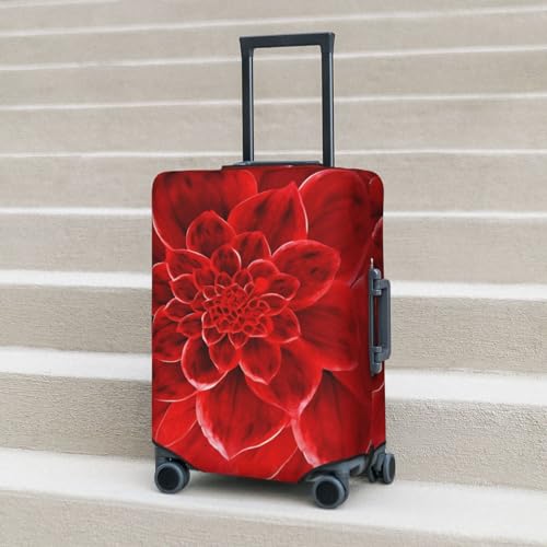 Housse de protection pour valises XL noire à fleurs rouges extensible