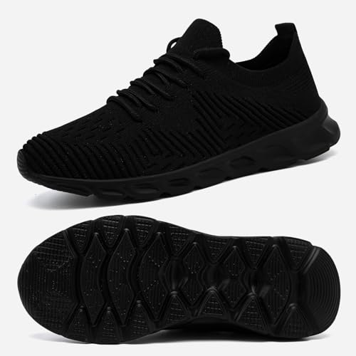 ZASJDG Running Shoes for Men Non Slip Tennis Gym Sneakers Lightweight Breathable Mesh Athletic Shoe Comfortable Casual Workout Walking Shoe for Outdoor Travel Work and Daily Use Black Size 10