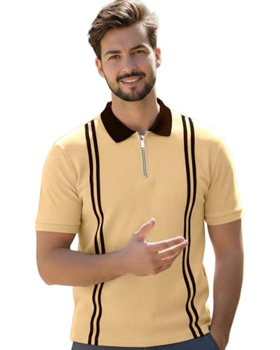 Image of AUSK Men Casual T-Shirt, Texture Printed Half Sleeve Tshirt for Mens, Polo Tshirt for Boys