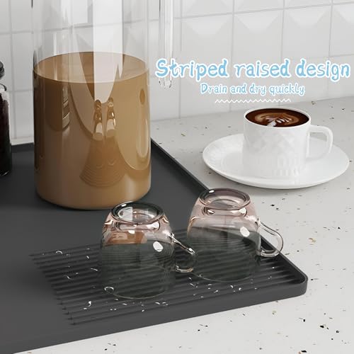 Tianher 2-in-1 Unterlage Kaffeemaschine,40x60 cm Unterlage Silikonmatte für Kaffeemaschine Anti-Rutsch Wasserdicht Abtropfmatte Silikon Kaffeemaschine Unterlage für Kaffeematte Gläser Tassen