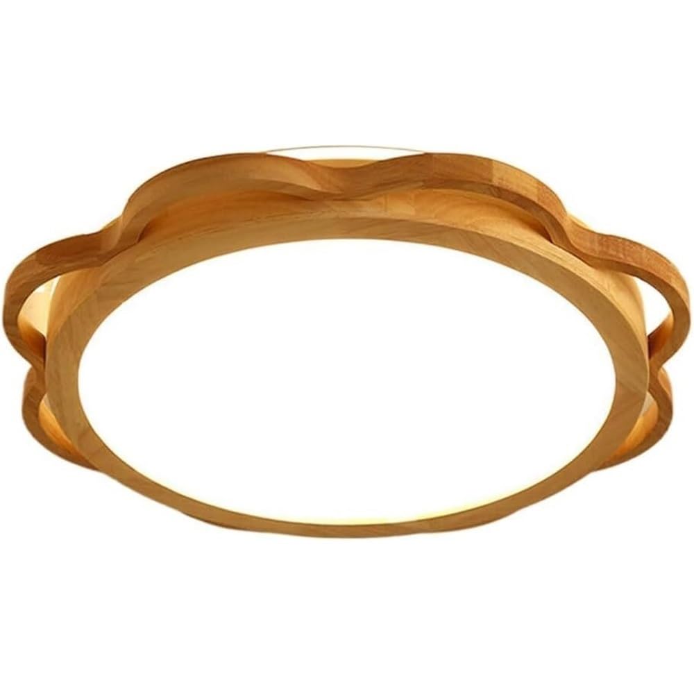 Plafonnier encastré en bois de style japonais à éclairage par le bas pour salon et chambre