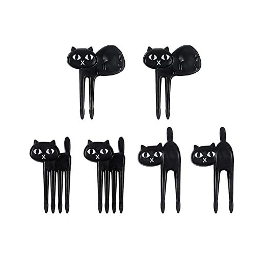 20 tenedores de frutas creativos con diseño de mini palillos de dientes para niños, aperitivos, almuerzo, aperitivos, tartas, postres, fiestas, tenedores, herramienta de decoración Gatos