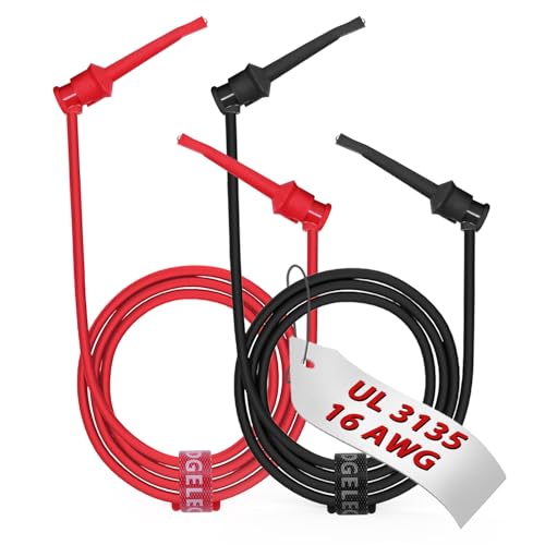 Image of 16 Gauge 2pcs /3.3Ft Dual Test Hook Clips UL3135, Heavy Duty Silicone Test Leads Set Jumper Wires Kit for Testing - EDGELEC