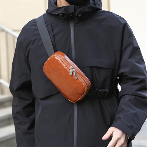 Image of Leather Fanny Pack Bag for Women, Chain Belt Bag Chest Purse Fashionable Crossbody Waist Bags Handbag for Everyday Use Trip Walking Hiking