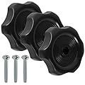 Aussio (3-Pack, Black 1" Shaft RV Window and Vent Knob Interior Hardware Camper Windows Replacement Trailer Knob RV Window Latch Knob 2-1/4 Inch Diameter Plastic Window Knob