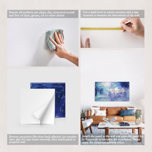 Image of JBER 6 Pack Art Acoustic Panels 47.2 inch x 27 inch, Soundproof Wall Art, Magnolia