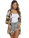 👗【Tela cómoda】Kimonos mujer playa hecha de 100% fibra de poliéster, cárdigan de manga corta de alta calidad, resistente al desgaste y lavable; Proceso de impresión textil de alta calidad, tacto suave, cómodo, transpirable, agradable a la piel, estilo bohemio tradicional con cordón que te hace lucir elegante.