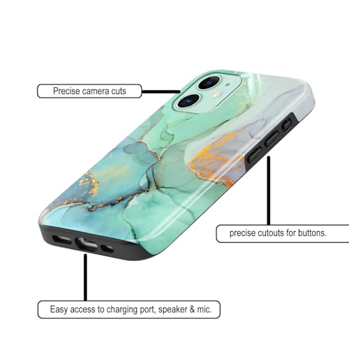 Image of COLORflow Back Cover Compatible with iPhone 11 | Beautiful Green Marble | Designer Printed Glossy Armoured Bumper Back Cover Compatible with iPhone 11