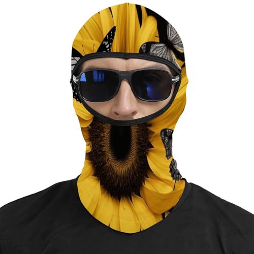 Pasamontaña térmico para hombre y mujer con estampado de mariposa y girasol, máscara facial para esquí, motocicleta y clima frío miniatura 3