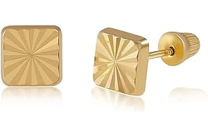 14K Real Gold Diamond Cut Stud Earrings: A Shimmering Statement for Women