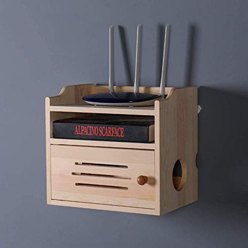 Schwimmendes Regal Aufbewahrungsbox aus Holz Regalhalterung/Halter/Ständer für WLAN-Router TV-Box Set-Top-Box Streaming-Gerät Spielekonsole