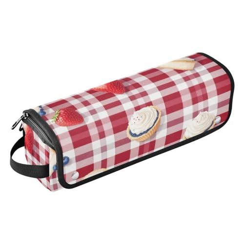 Bolsa de viaje para herramientas de cabello y tapete resistente al calor con gran capacidad para plancha, rizador, secador de cabello, burdeos con elementos de postre miniatura 1