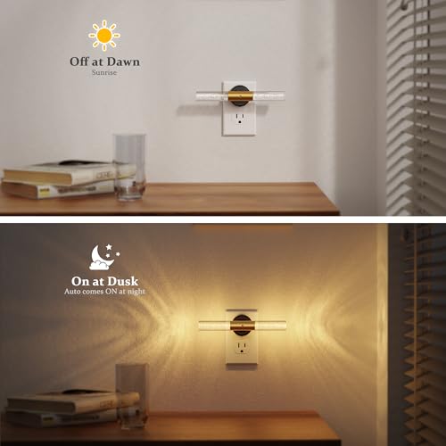 Image of JandCase Night Light Rotating, 2 Pack Night Lights Plug into Wall, 3000K Acrylic Bubble Soft Light with Auto Light Sensor, 0-100LM Adjustable Brightness for Bedroom Bathroom Hallway