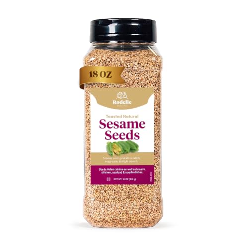 Rodelle Toasted Natural Sesame Seeds, No Artificial Flavors, Kosher, 18 Oz