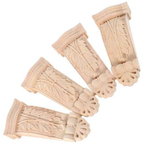 Ménsulas de madera maciza tallada a mano para decoración clásica de muebles y chimeneas Juego de 4