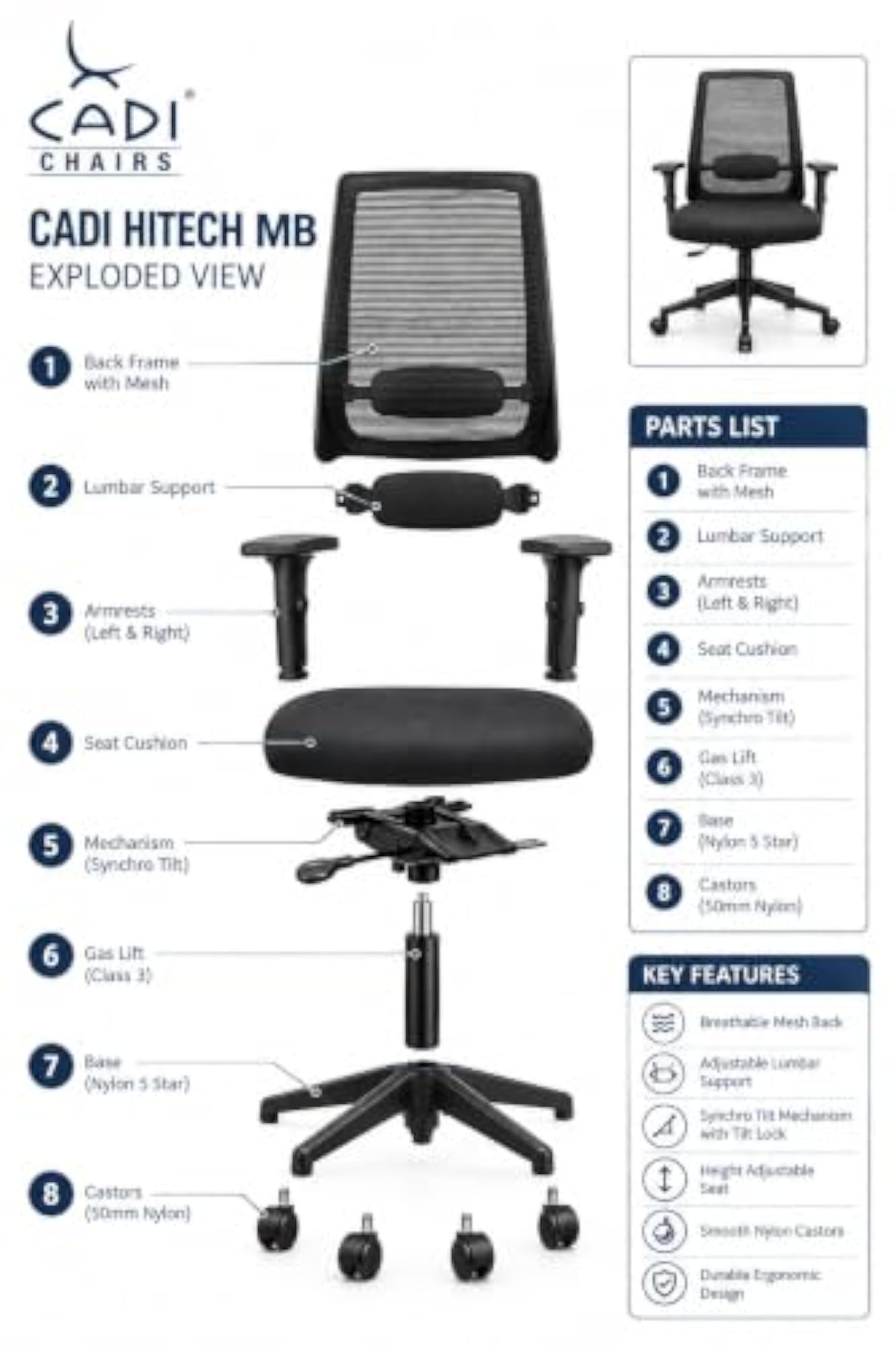 HiTech Premium Ergonomic Chair with Adjustable Headrest