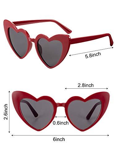 4 Pairs Heart Shaped Sunglasses Goggle Vintage Cat Eye Sunglasses Mod Style Retro Glasses with 4 Pieces Glasses Cloth 4 Pieces Flannel Bag for Party Supplies2