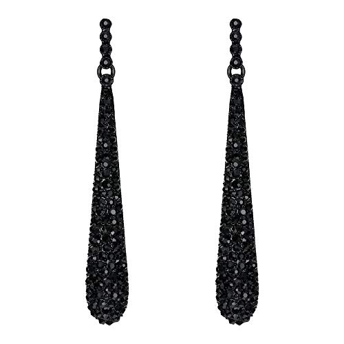 BriLove Wedding Bridal Elegant Crystal Beaded Teardrop Long Dangle Earrings for Women