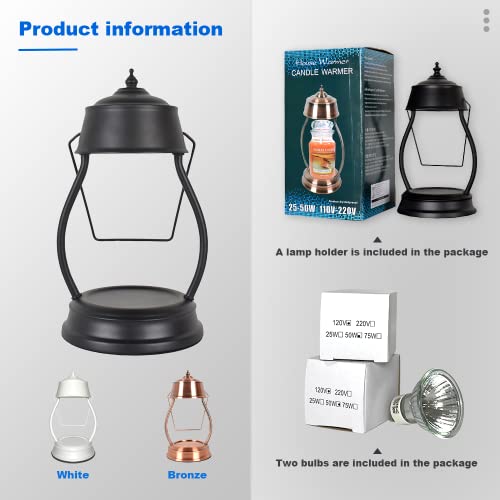 Candle Warmer Lamp No Flame Electric Candle Wax Melting Lamp, Vintage Wax Warmer Lamp For Scented Wax Melts Dimmable Brightness Candle Melter For Yankee Candle (Black) #TOP2