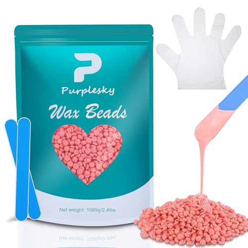 Wax Beads for Hair Removal, 2.4 Lbs Coarse Hard Wax Beads, Bikini Waxing Beads for Brazilian, Leg, Face, Armpit, Home Waxing Facial Beans, Hard Wax Beads Bulk Kit with Silicone Waxing Stick (Rose)