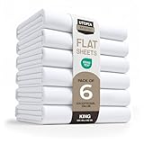 Utopia Bedding Flat Sheets - Pack of 6 - Soft Brushed Microfiber Fabric - Wrinkle, Shrinkage & Fade Resistant Top Sheets - Easy Care (King, White)