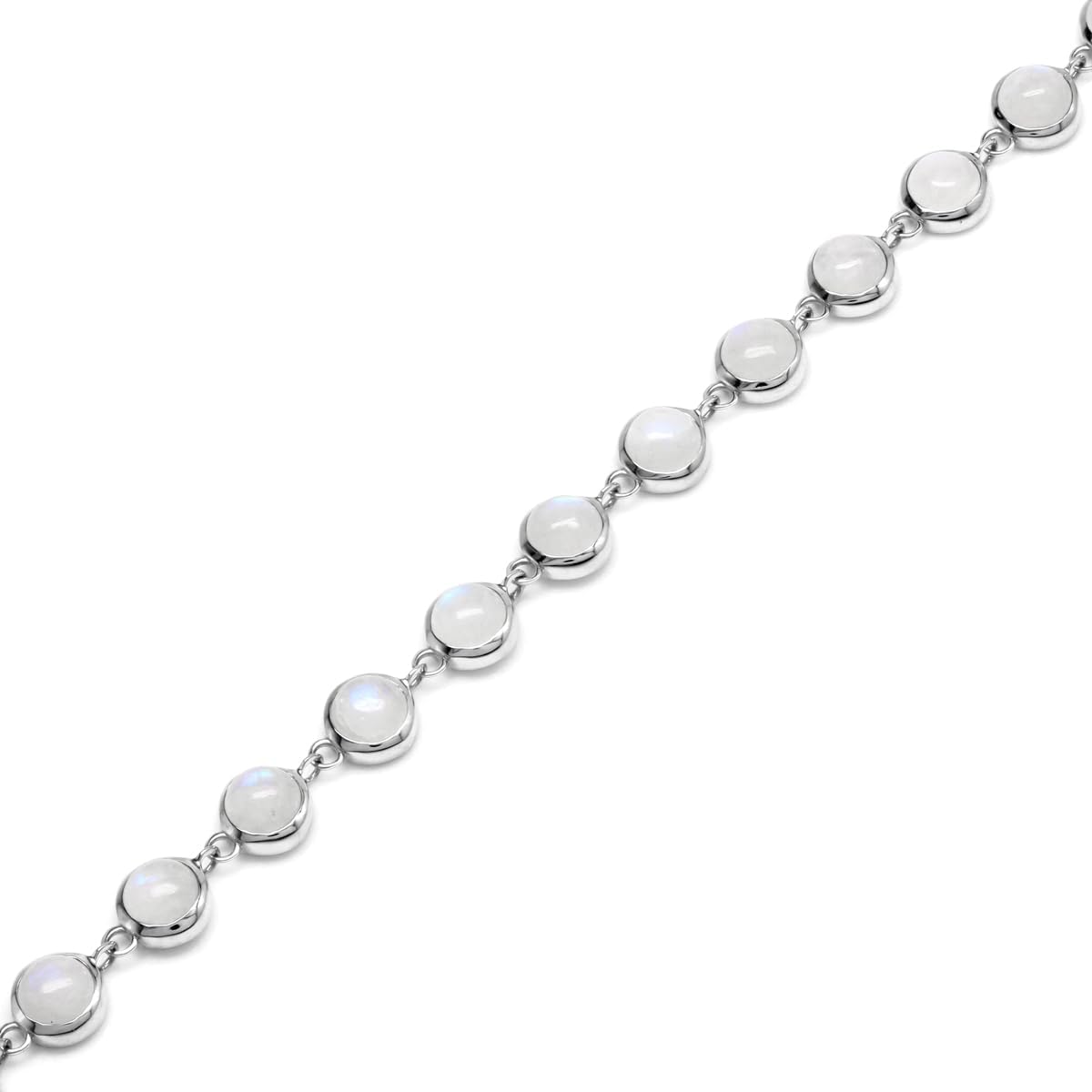 Silvershake Natural Round 6 mm Rainbow Moonstone 925 Sterling Silver Link Bracelet 6.75 to 8.75 Inch Adjustable - Image 4