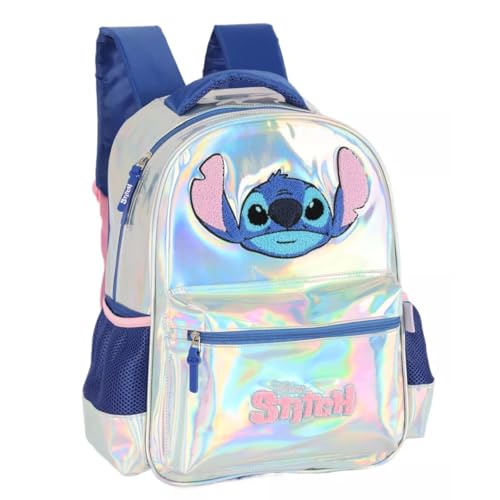 Luxcel Mochila Escolar Stitch Prata Holográfica Original Daypack Unissexo G Holografica 1L
